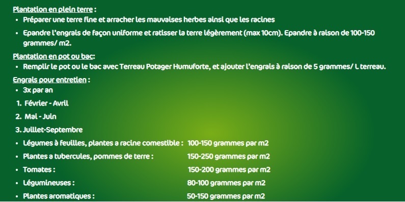 Dosage Engrais Légmes et Plantes Aromatiques 1,75kg Humuforte (10926)